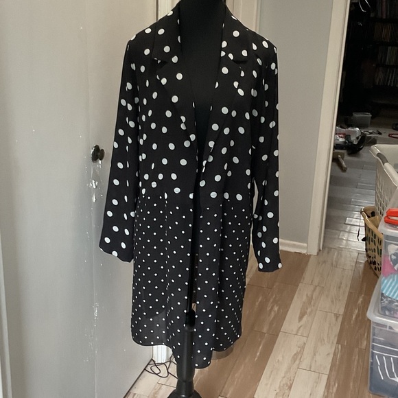cleo Jackets & Blazers - P437. Cleo Black and White Polka Dot Topper |PL